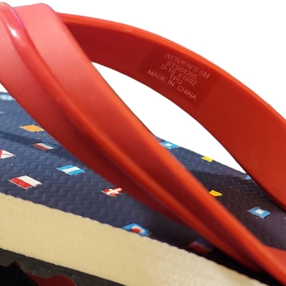 New Sperry Women's Flip Flop Red Navy Nautical Thong Sandal Beach Pool Slip On 6 - Picture 5 of 6